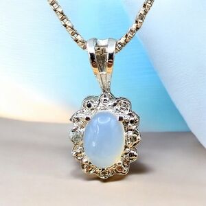 Moon Jade Sterling Silver Pendant Necklace